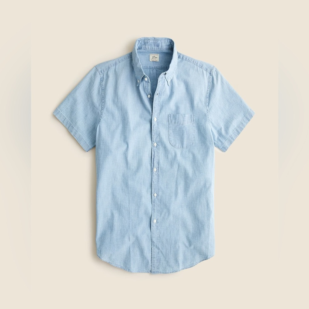 J. Crew Short-sleeve indigo organic chambray shirt